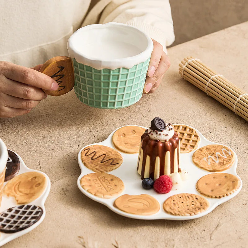 Biscuit Ceramic Mug & Plate Set