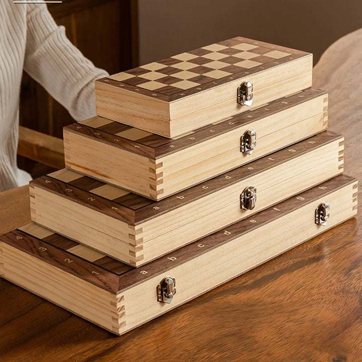 Chess Set - Magnetic Foldable Solid Wood Chess Board