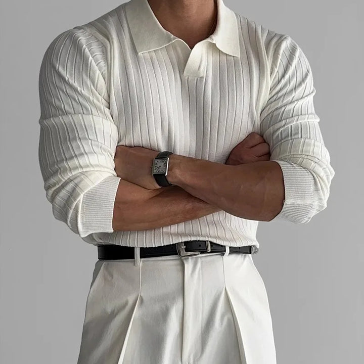 Signature Ribbed V-Neck Polo