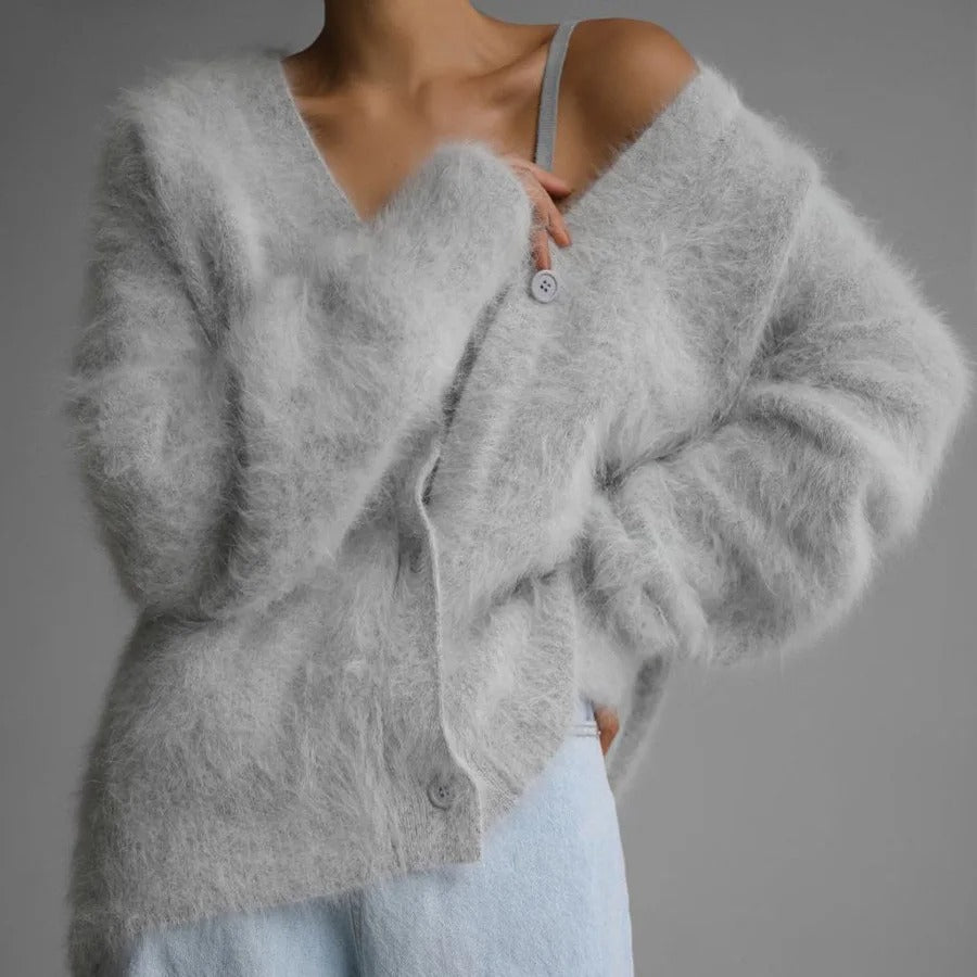 Angora V-Neck Cardigan