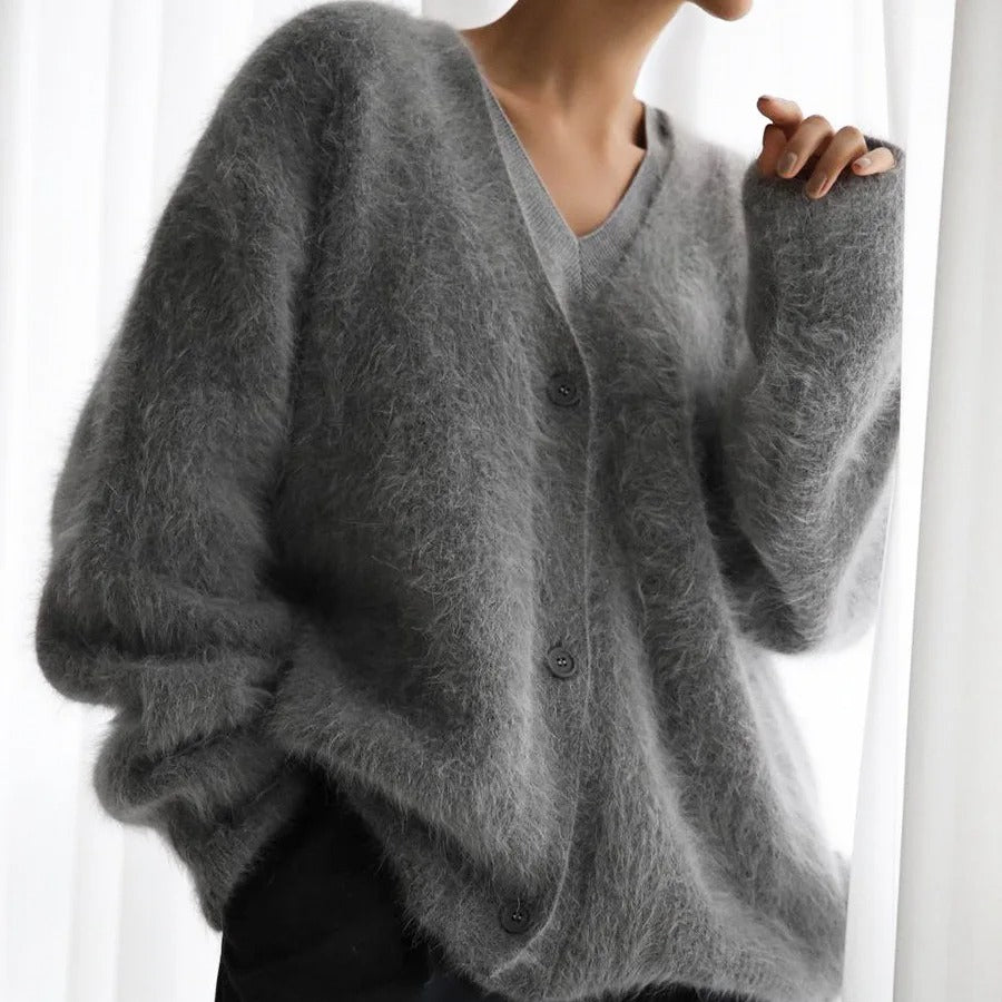 Angora V-Neck Cardigan